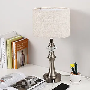 3-Way Dimmable Touch Control Table Lamp with 2 USB Ports, 2 Pack-HLTL06C1