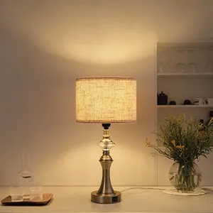3-Way Dimmable Touch Control Table Lamp with 2 USB Ports, 2 Pack-HLTL06C1