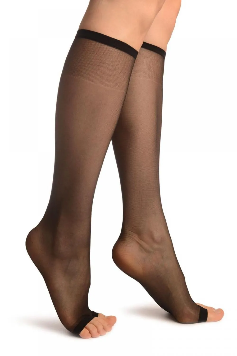 Black With Split Open Toes Socks Knee High