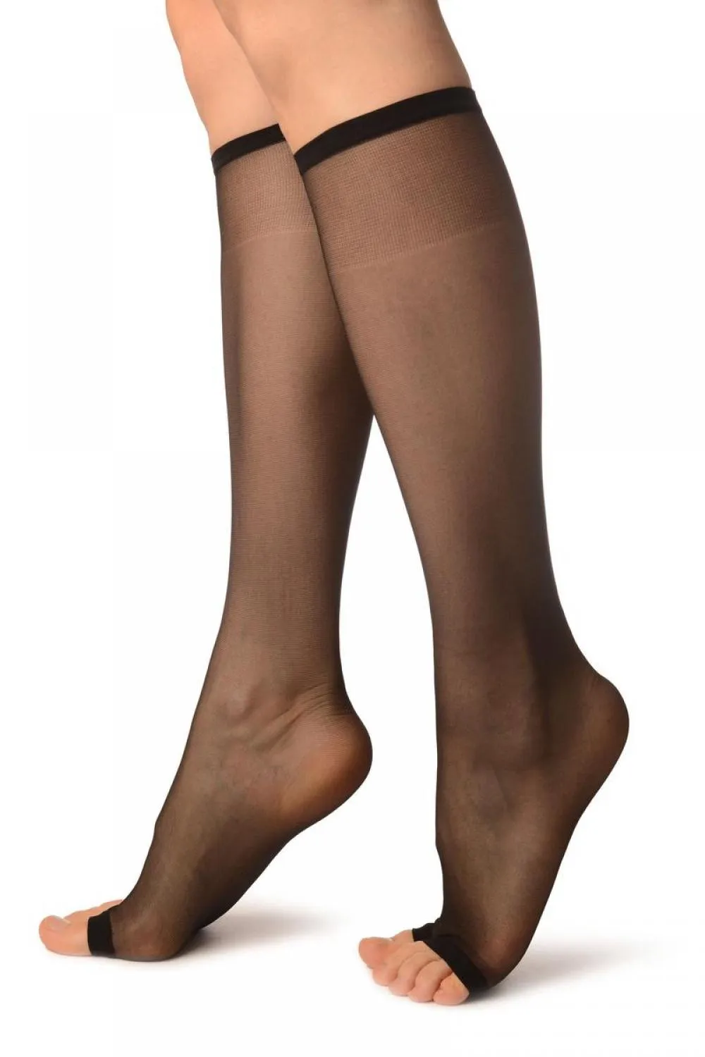 Black With Split Open Toes Socks Knee High