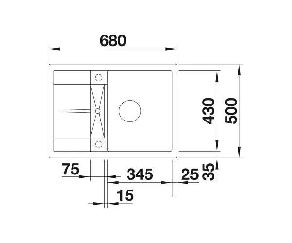 Blanco Metra 45 S Compact- 519574 Alumetallic Inset Kitchen Sink in SILGRANIT - remote controlled strainer