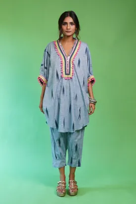 Co ord Set Ikat Sky   Navy Blue