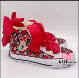 Custom Minnie Mouse Shoes | Red Bling Rhinestone Shoes