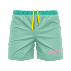 DxW: Pima Block men's FC shorts, carib.green/pink/yellow