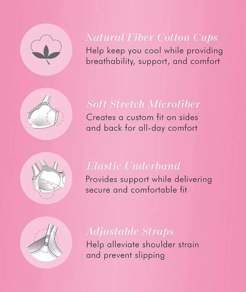 Exquisite Form Fully Cotton Soft Cup Wire-Free Bra With Lace 2 Pack - Damask Neutral/White