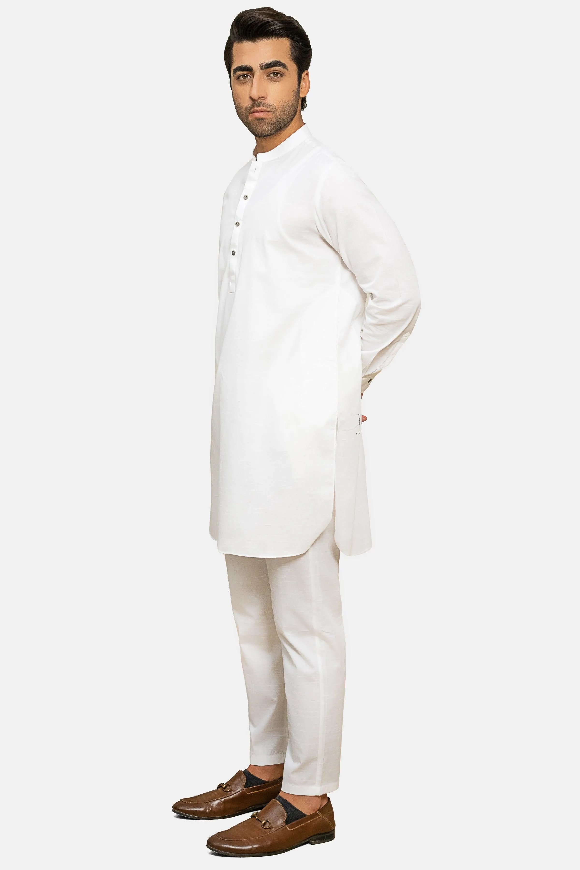 EXQUISITE TEXTURED KURTA PAJAMA WHITE