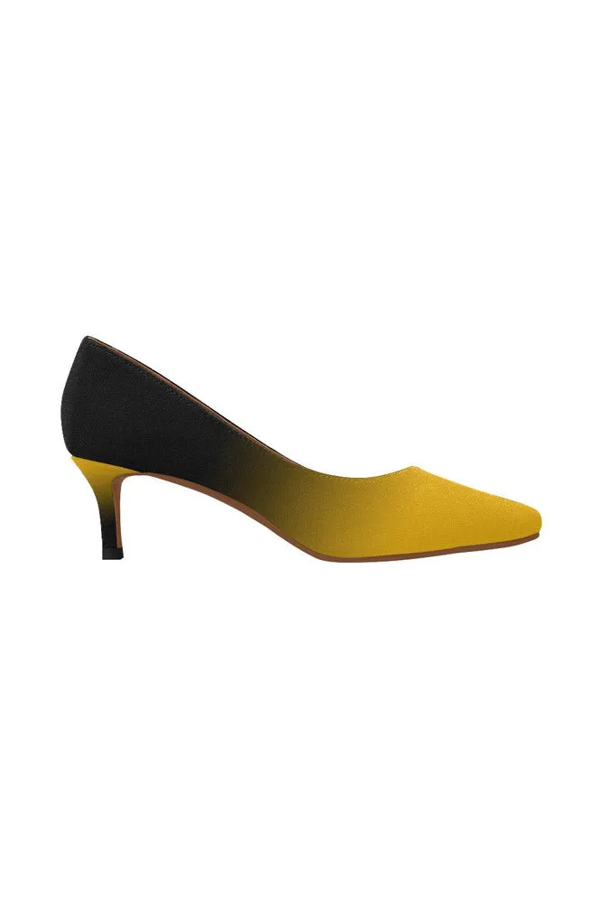 Fade Gold to Black Women's Pointed Toe Low Heel Pumps