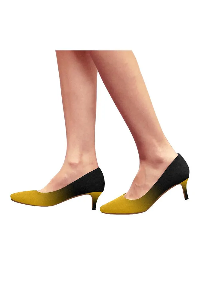 Fade Gold to Black Women's Pointed Toe Low Heel Pumps