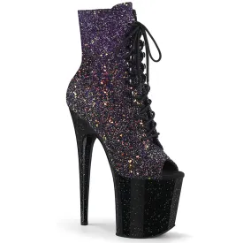 FLAMINGO-1021OMBG Pleaser Purple Multi Glitter/Black Sexy Platform Shoes (Pole Dancing Heels)
