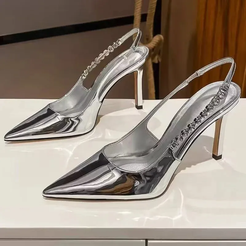 Funki Buys | Shoes | Women's Shiny Metallic Stiletto Slingbacks