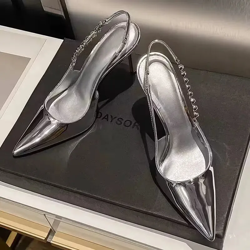 Funki Buys | Shoes | Women's Shiny Metallic Stiletto Slingbacks