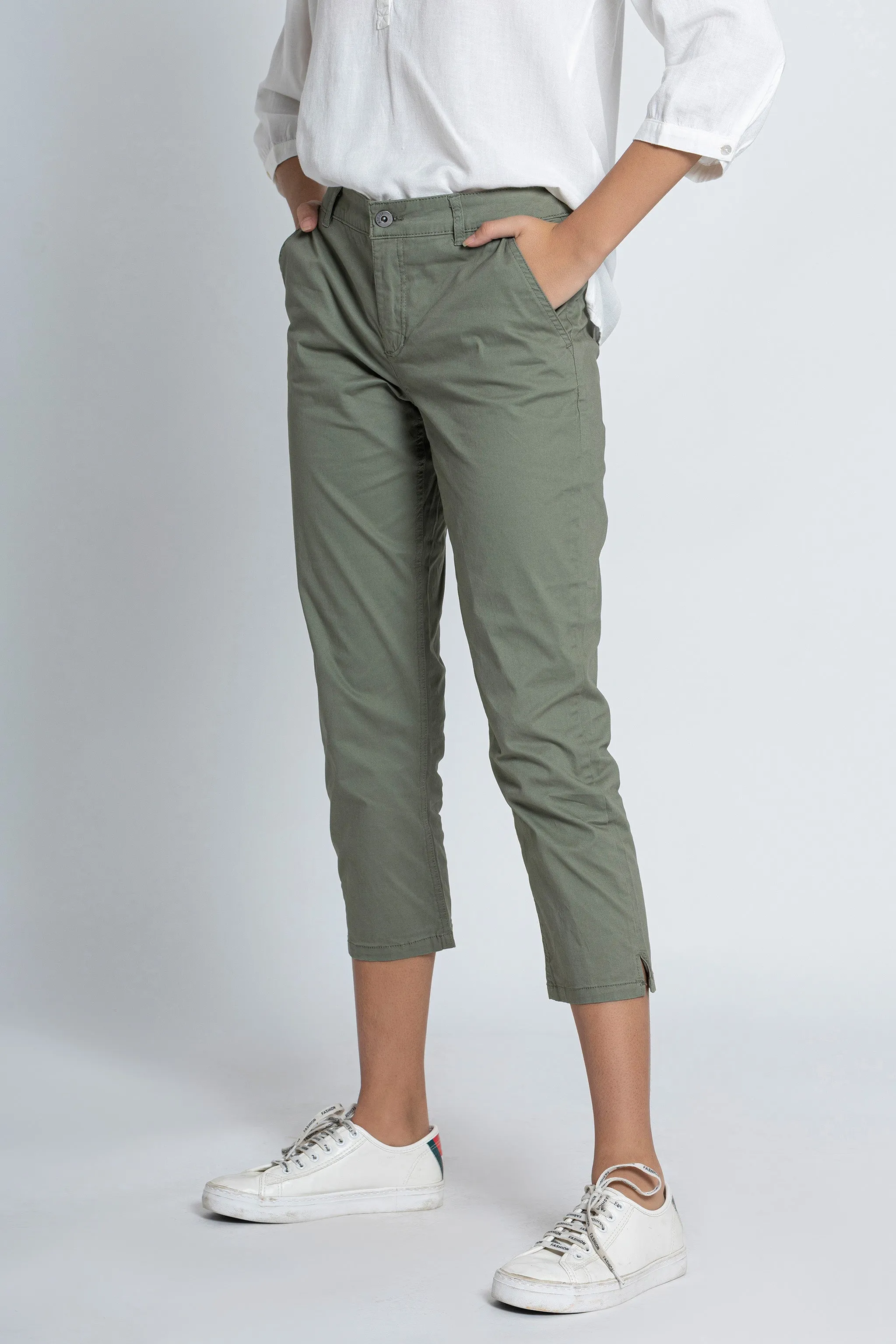 Green Chino Capri