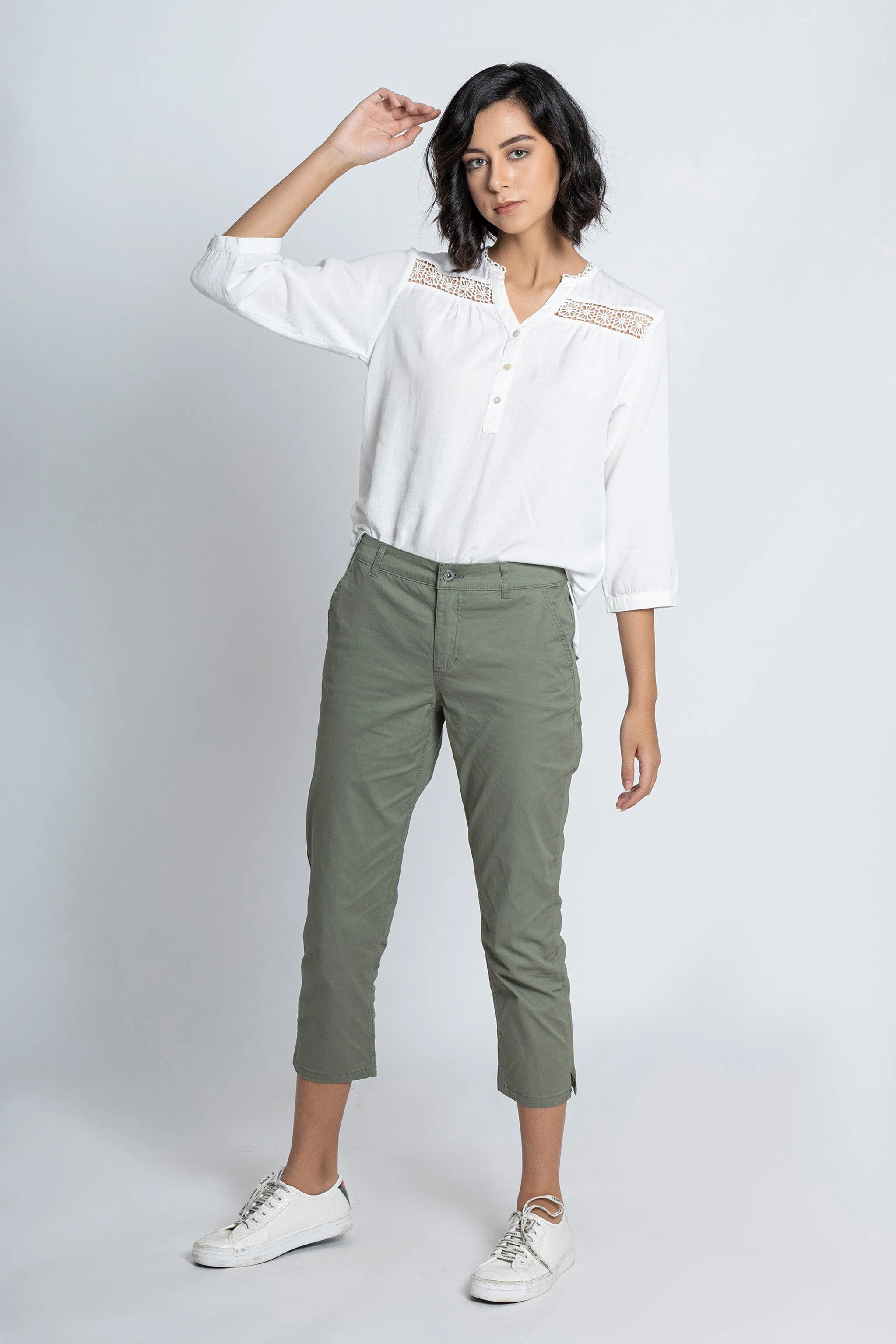 Green Chino Capri
