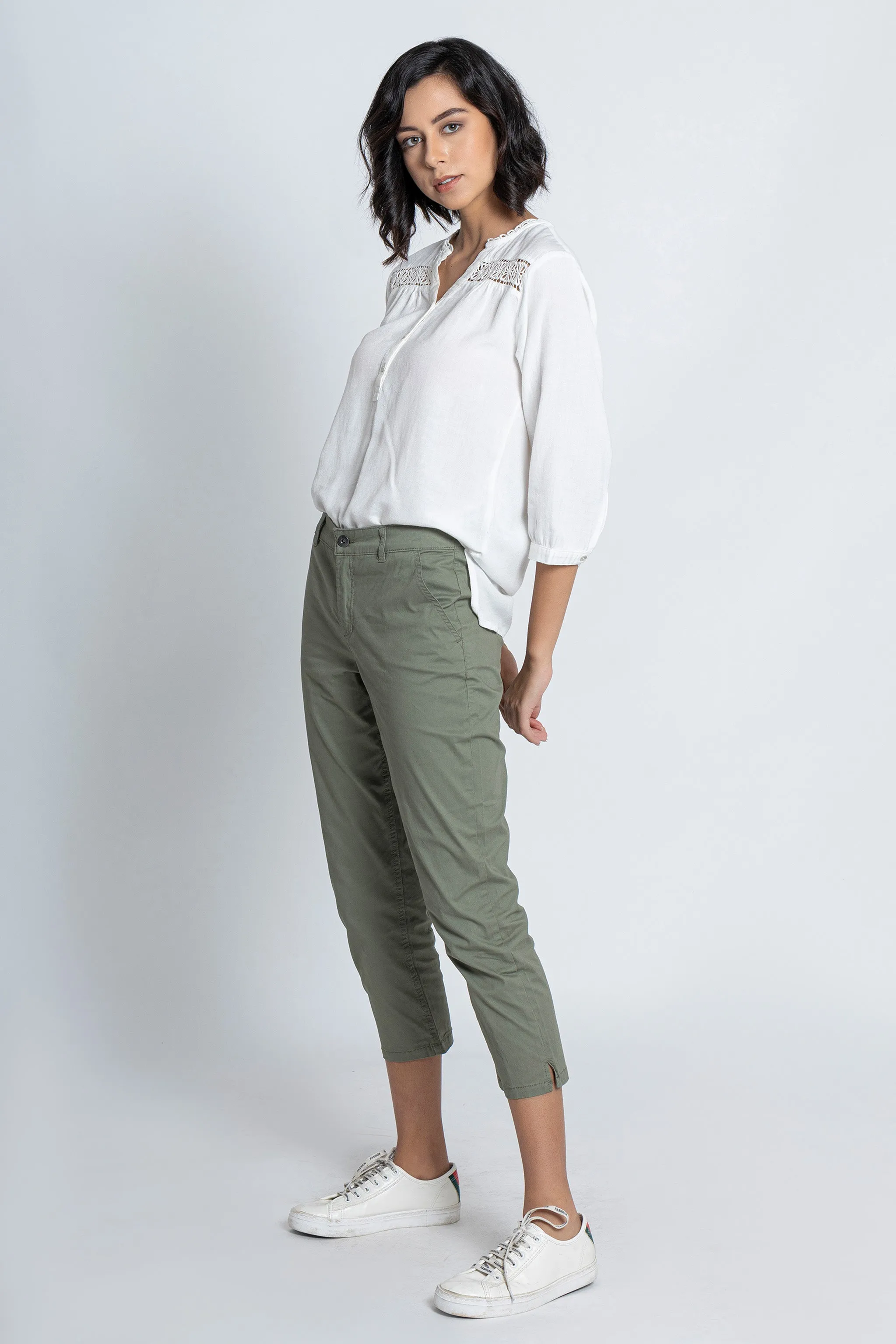 Green Chino Capri