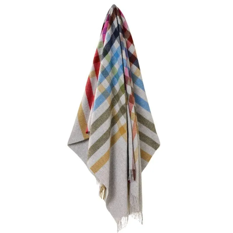 Henley Merino Wool Throw 185x140cm in grey, multi