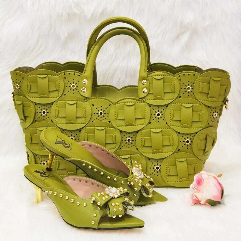 High-Quality Nigerian Design Matching Shoes and Bag Set