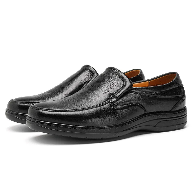 Men Cow Leather Slip On Wear-resistant Casual Shoes
