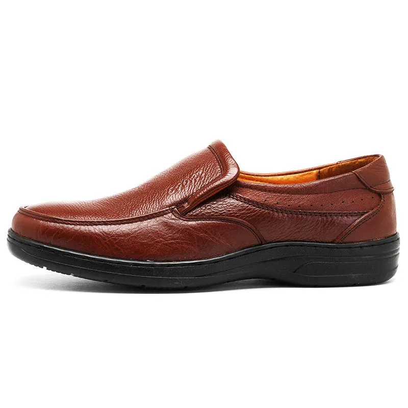 Men Cow Leather Slip On Wear-resistant Casual Shoes