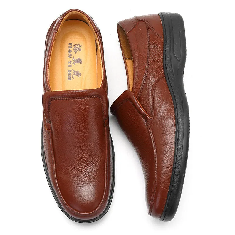 Men Cow Leather Slip On Wear-resistant Casual Shoes