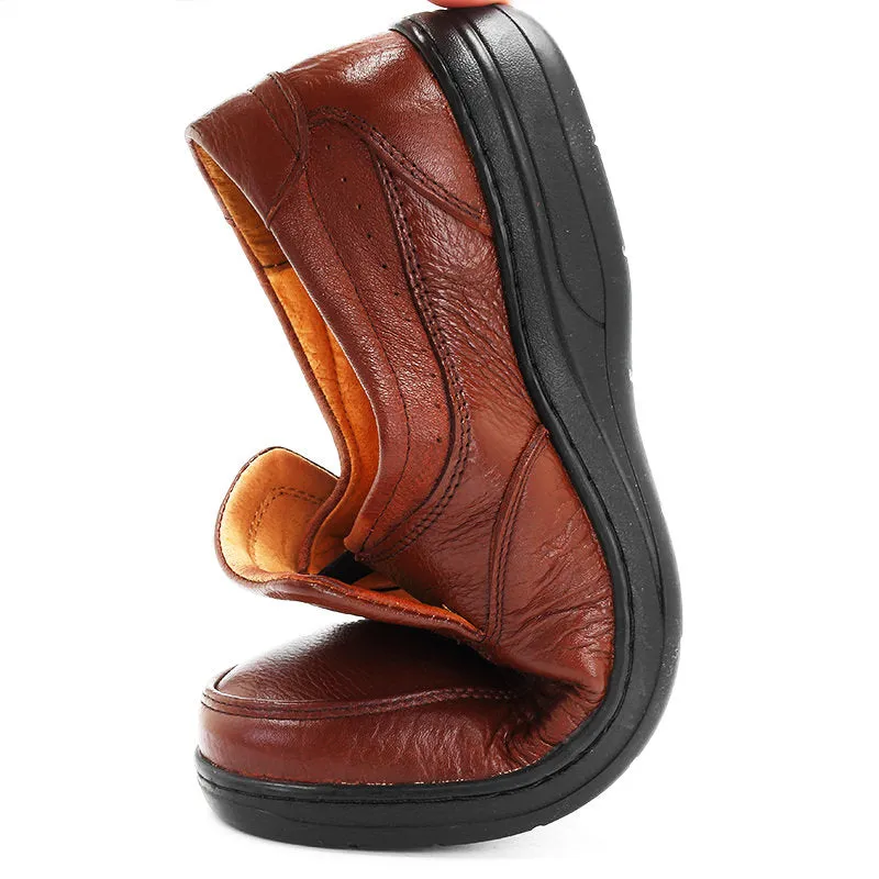 Men Cow Leather Slip On Wear-resistant Casual Shoes