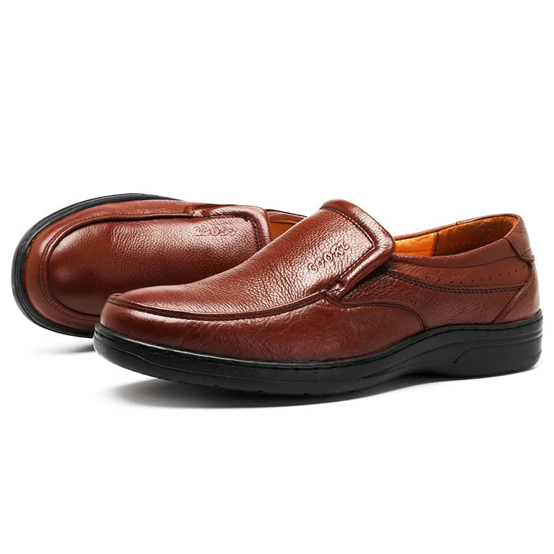 Men Cow Leather Slip On Wear-resistant Casual Shoes