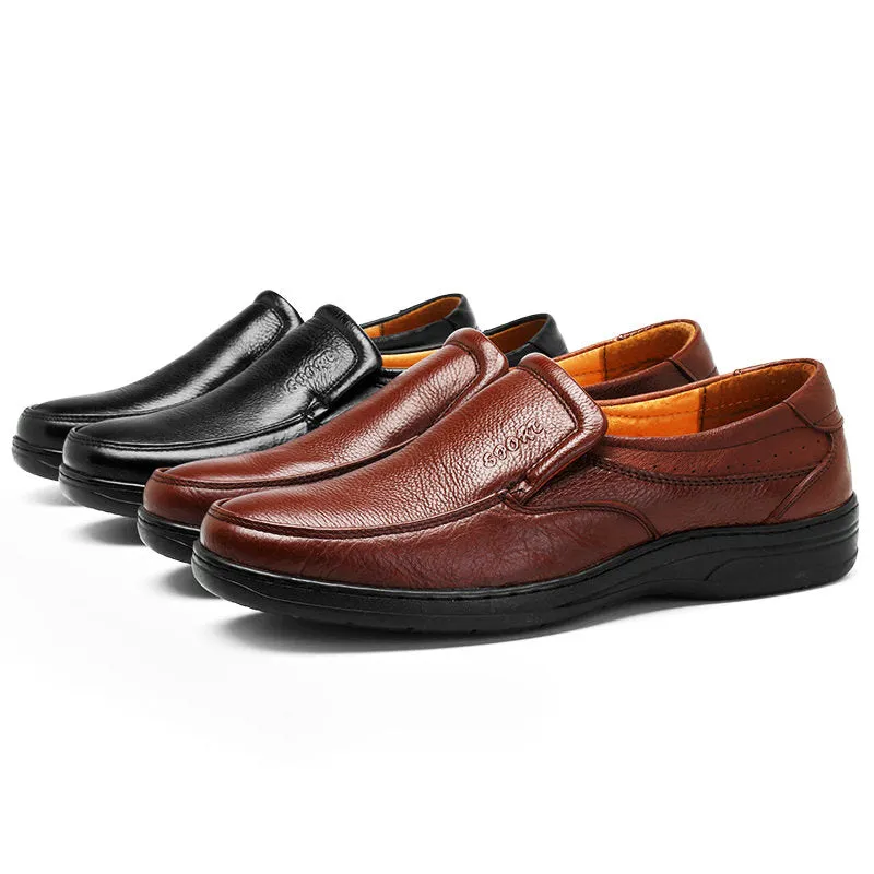 Men Cow Leather Slip On Wear-resistant Casual Shoes