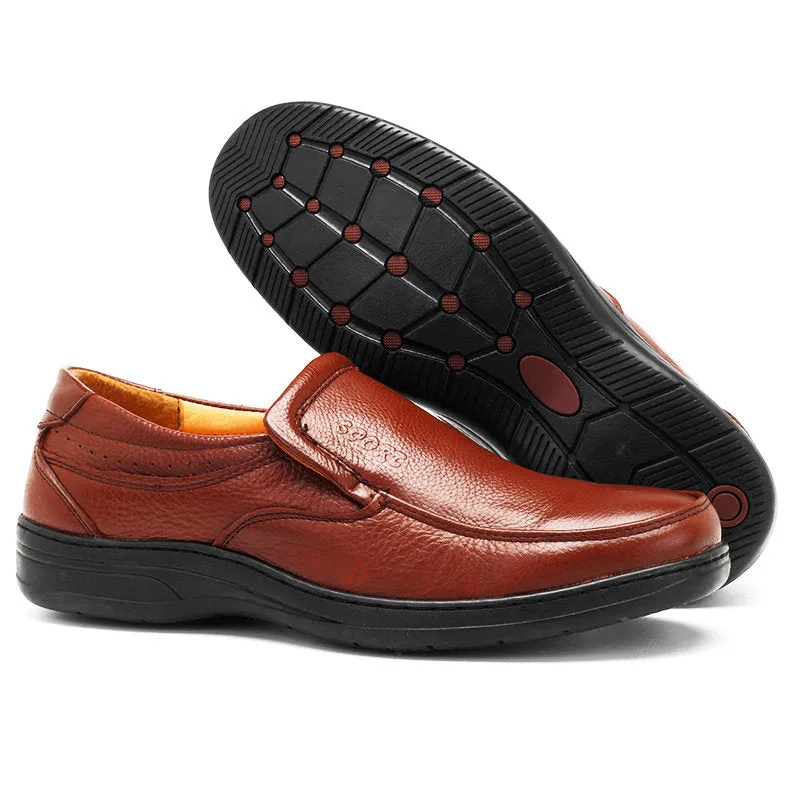 Men Cow Leather Slip On Wear-resistant Casual Shoes