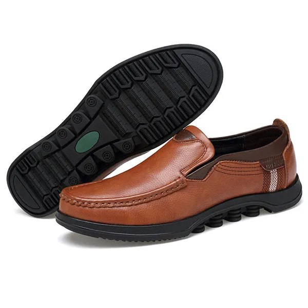 Men Large Size Cow Leather Slip On Soft Casual Shoes