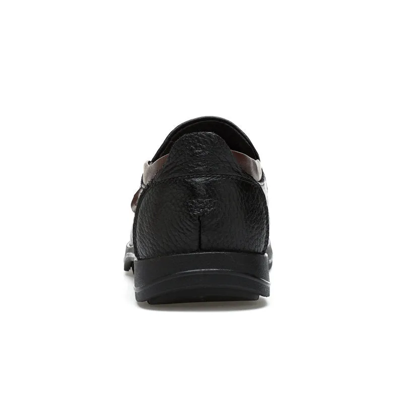 Men Large Size Cow Leather Slip On Soft Casual Shoes