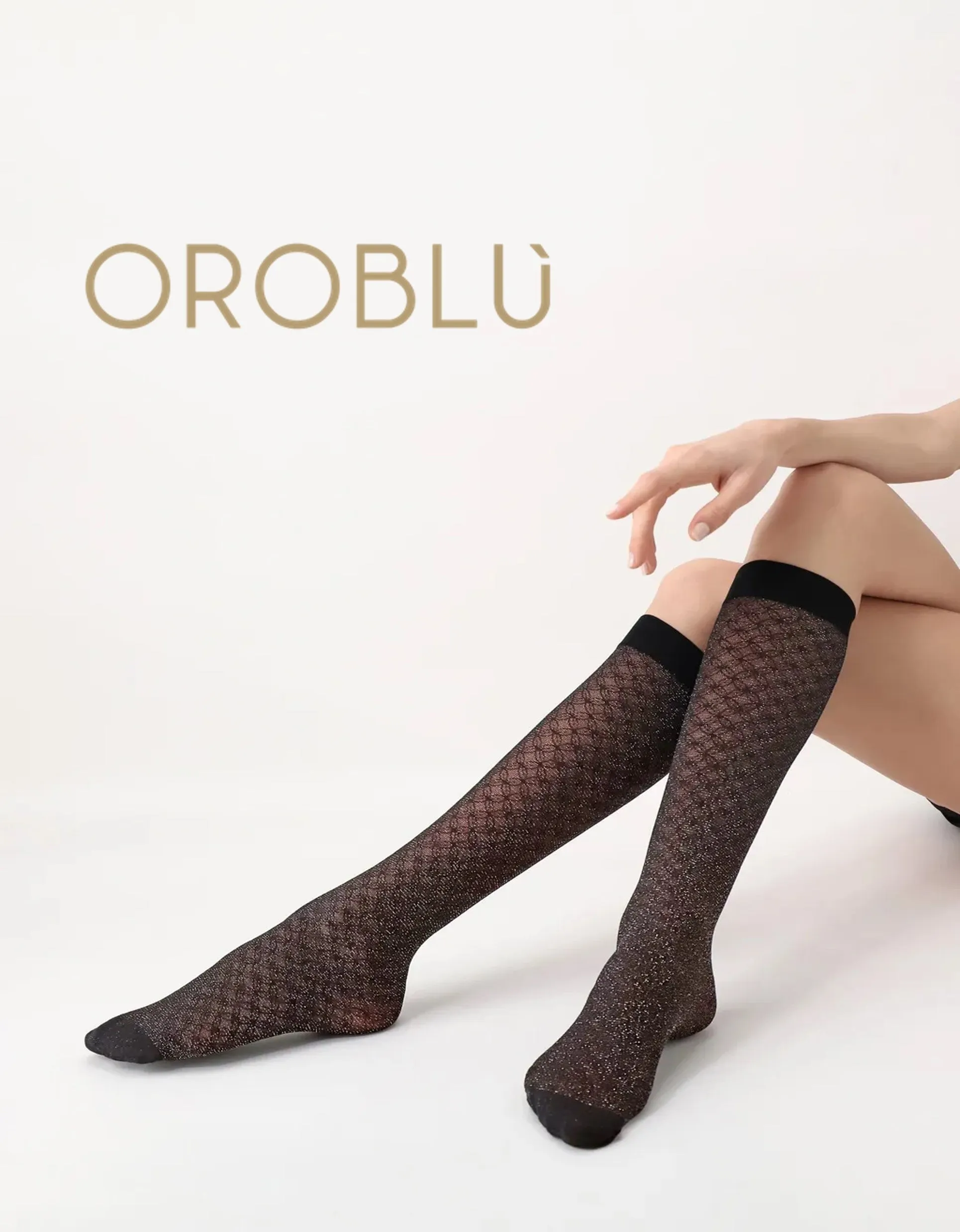 Oroblu Sale Sparkly Lace Knee Highs Black VOBC67541