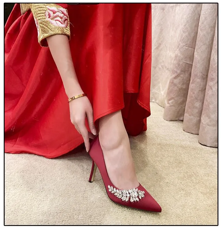 Red High Heels with Glam Deco Embellishment