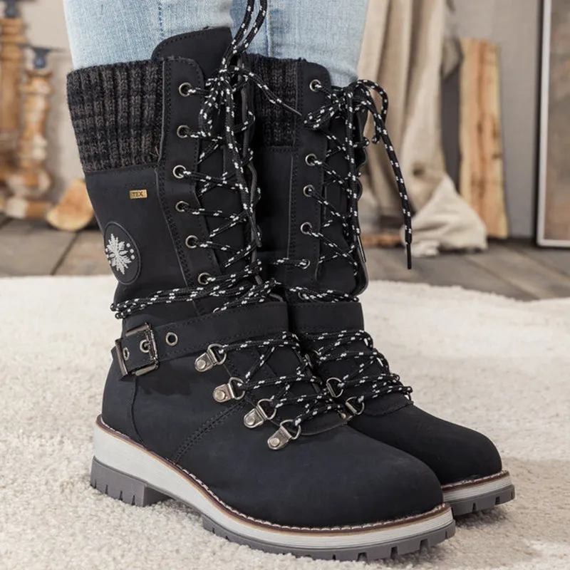 Rowan | Buckle-Tipped Knit Mid-Calf Boots