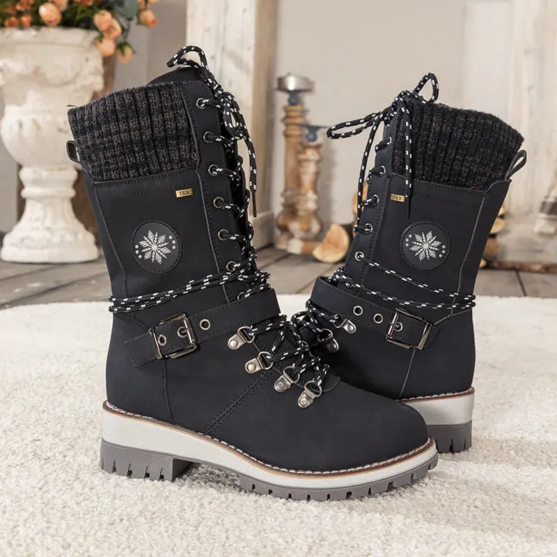 Rowan | Buckle-Tipped Knit Mid-Calf Boots