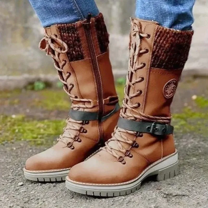 Rowan | Buckle-Tipped Knit Mid-Calf Boots