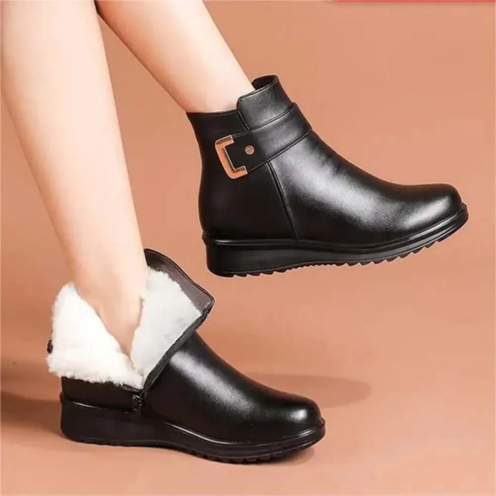 SCARLETT™ LEATHER METAL BUCKLE WARM BOOTS