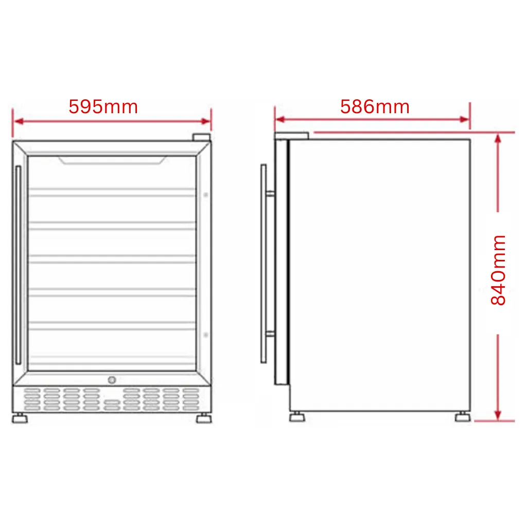 Schmick SK156-SD 164L Solid Stainless Steel Door Under Bench Bar Fridge