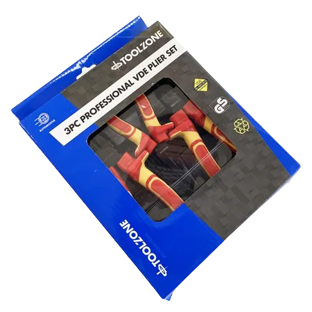 Toolzone PL144 3 pieces insulated VDE Professional Electrician VDE Pliers Set