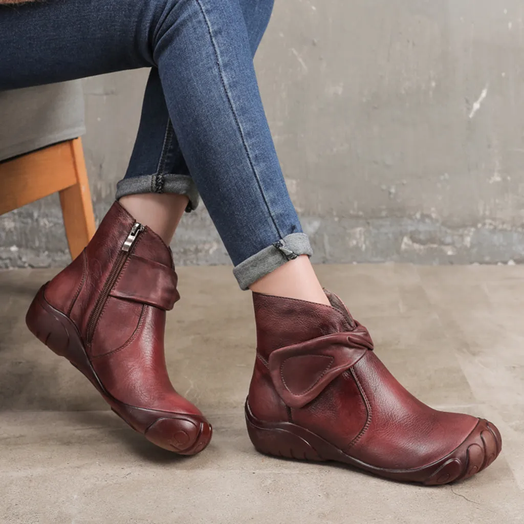 Winter Retro Handmade Leather Short Boots | Gift Shoes
