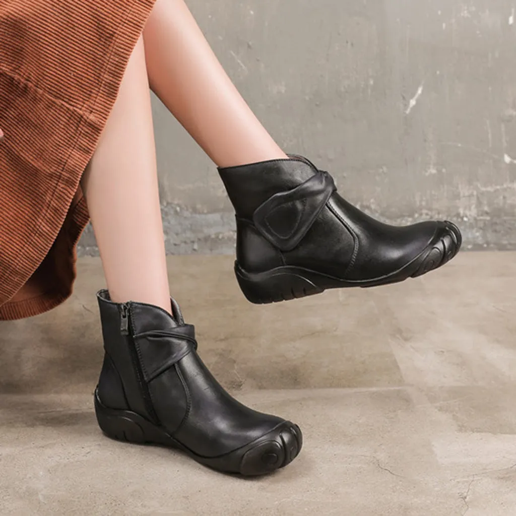 Winter Retro Handmade Leather Short Boots | Gift Shoes