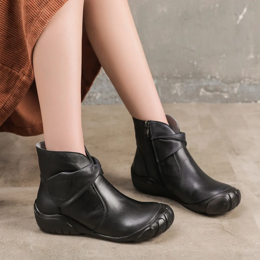 Winter Retro Handmade Leather Short Boots | Gift Shoes