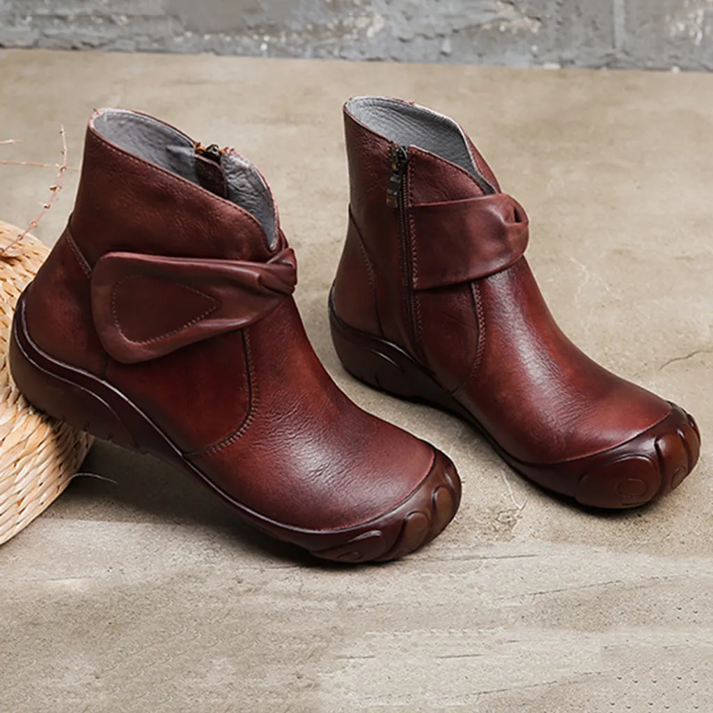 Winter Retro Handmade Leather Short Boots | Gift Shoes