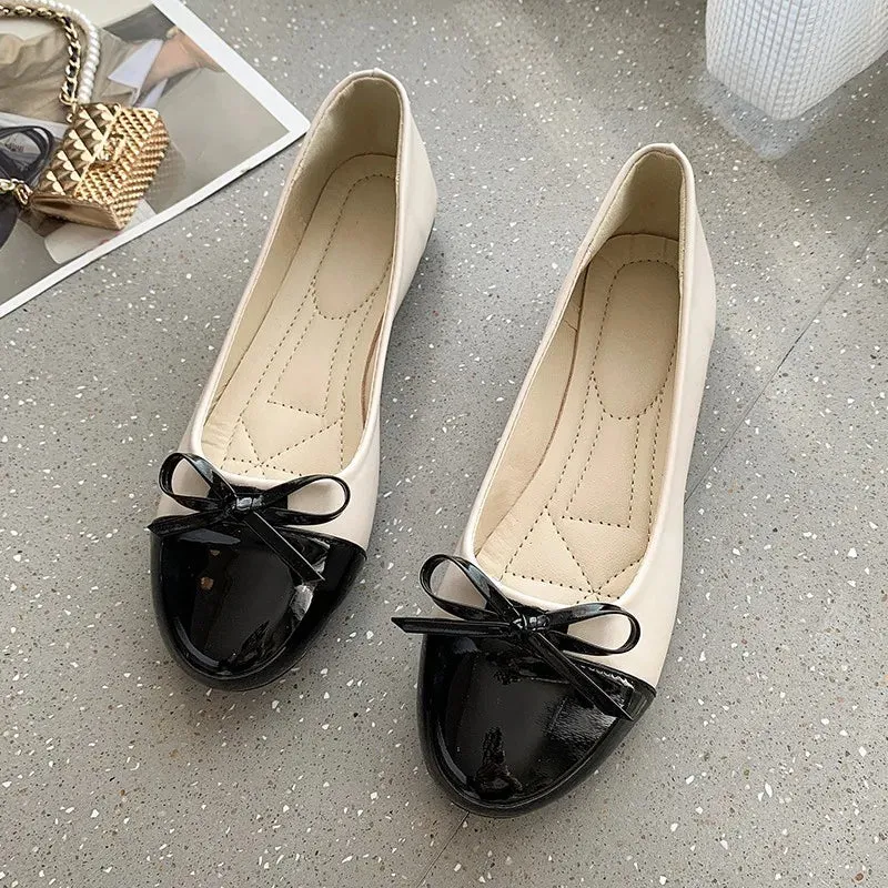 Wjczt Shoes for Women 2024 Spring New Women's Flat Shoes Soft Non-slip Ballet Flats Lightweigh and Comfortable Plus Size Women's Shoes